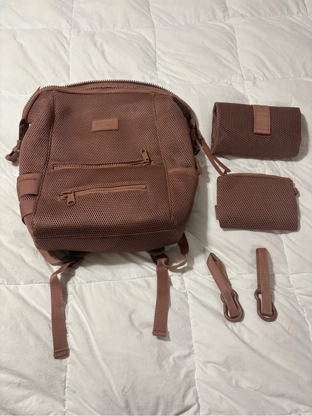 Dagne Dover Mesh Baby Bag Backpack Set in Dusty Rose Brown